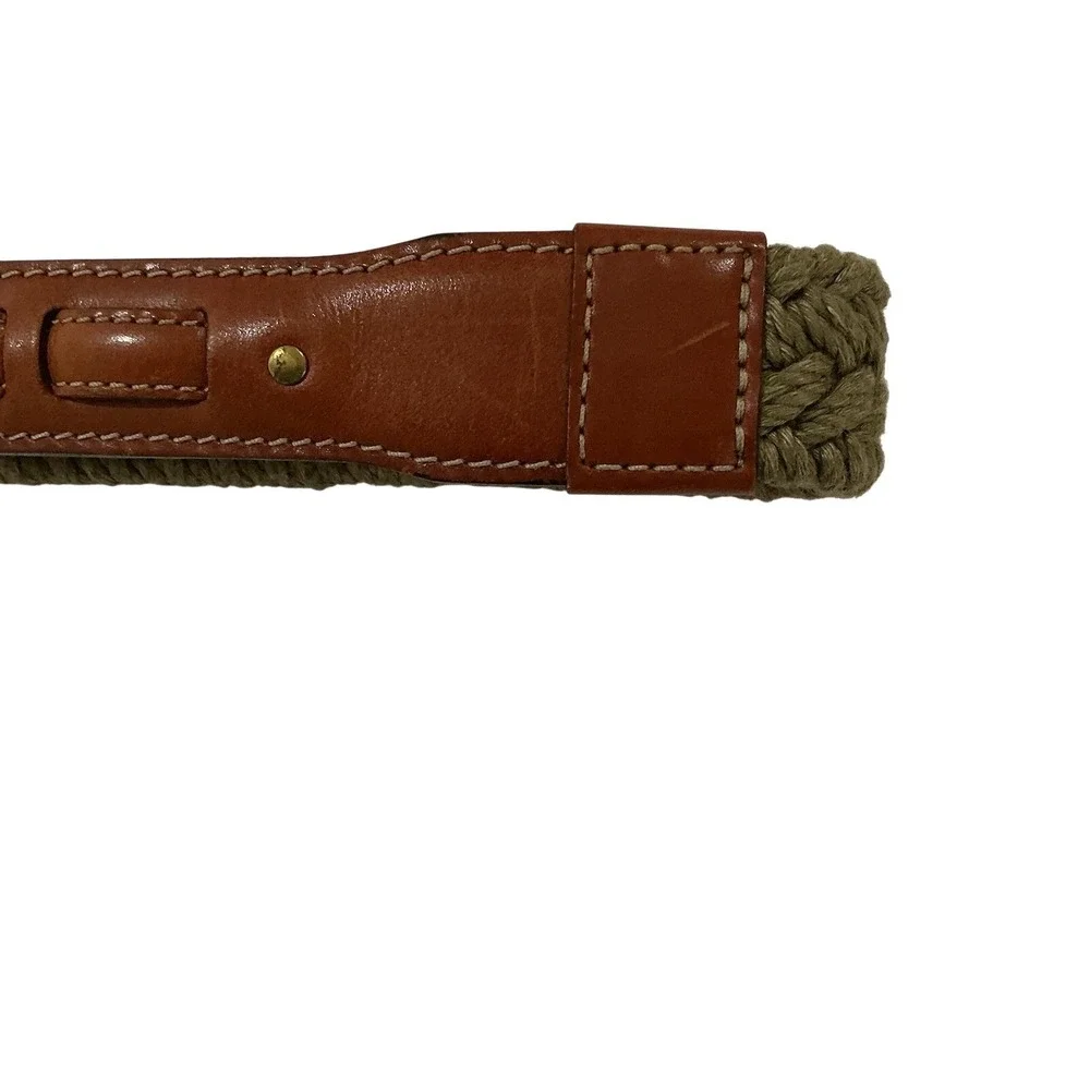 J.L. Powell Belt Braided Mens 40 Leather Brass Preppy Equestrian Western USA 90s